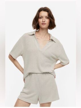 H&M beach short top set beige tan size large